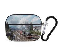 Train on The Railway Station Compatible with Airpods Pro Case Cover Hard Cases with Durable Hanging Buckle Charging Visible LED