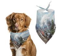 Train on The Railway Station Dog Scarf Triangle Bandana Cat Soft Puppy Scarfs for Small Medium Pets
