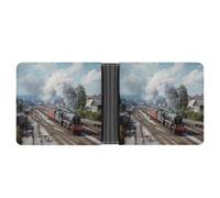 Train on The Railway Station Leather Wallet with 12 Card Holder