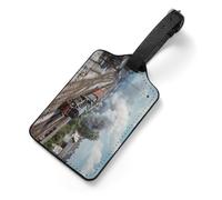 Train on The Railway Station Luggage Tag for Suitcases PU Leather Privacy Protection Bag Tags Travel Accessories Essentials