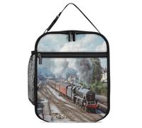 Train on The Railway Station Portable Insulated Lunch Bag
