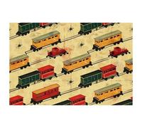 Train on the Road Placemats Heat Resistant Washable Oxford Cloth Table Mats Set of 4 Home Kitchen Decoration, Easy to Clean