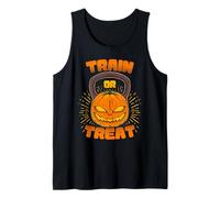 Train or Treat Pumpkin Kettlebell Gym Workout Halloween Tank Top