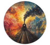 Train Passing through Four Seasons Scene Rätsel Für Erwachsene |Paint Art| Familienspaß-Puzzles 1000pcs (67.5x67.5cm) Erwachsene