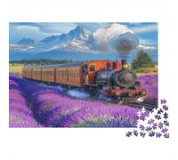 Train Passing through Lavender Fields Jigsaw Puzzles Challenge Toy Educational Games Home Decoration for Adults& Teenager Age 14 Years Up 70x50cm/1000pcs