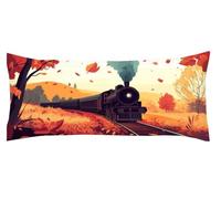 Train Pillow Cases Orangecolor Cushion Covers 35 x 105 cm Hotel Quality Extra Long Body Pillow, Double-Sided Printing Long Body Side sleeper pillow, Decorative Bolster, for Home Bedroom Decor Kl-355