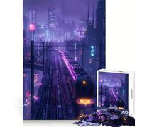 Train Purple City Jigsaw for Teenagers 1000 Pieces Brain Exercise Peaceful Recreation Precision Cut Great Gift (50x75cm)