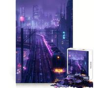 Train Purple City Jigsaw for Teenagers1000 Pieces Brain Capacity Casual Relaxation Fine Lock (38x52cm)