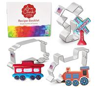 Train Railroad Cookie Cutters 3-Pc. Set Made in USA by Ann Clark, Train Engine, Caboose, Railroad Crossing Sign