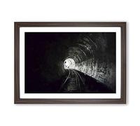 Train Railway Tunnel in Abstract Framed Print | A2 Walnut Framed Wall Art | Ready to Hang | Abstract Vehicle Picture | Living Room Bedroom Lounge Office