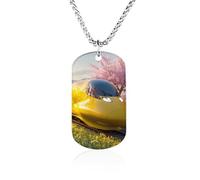 Train Rapeseed Flowers Cherry Novelty Pendants Necklaces Custom Titanium Steel Memorial Necklace Jewelry Gift