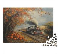 Train Running in Autumn Jigsaw Puzzles Fruitful Harvest Challenge Toy Educational Games Home Decoration for Adults& Teenager Age 14 Years Up 52x38cm/1000pcs