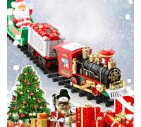 Train Set, Christmas Train Sets For Around The Tree, Christmas Train Set for Toddlers 2-4, Electric with Lights and Sound, For Kids Toys, Xmas Decoration (Red)