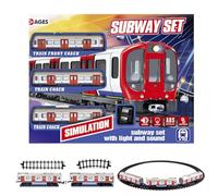 Train Set, Educational Electric Retro Subway with Light and Sound, Classic Railway Toy for Kids, Aged 4-10, Interactive Learning Gift, Indoor Track Game, Imaginative Play Set 40x30.5x7cm