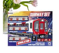 Train Set - Educational Railway Toy, Electric Retro Track| Motorized Subway Playset With Sound And LED Lights For Children Ages 4 To 10 Years Interactive Imaginative Fun Play Gift, 40x30.5x7cm