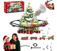 Train Set - Train Toys for Boys with Smokes, Lights and Sound,2 in 1 Hanging Around The Tree Toys,Toy T-rain Set for Under Christmas Tree,Railway Kit Xmas Gifts,Christmas Toy Gifts for Kids Boys Girls