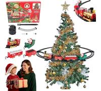 Train Set - Train Toys for Boys with Smokes, Lights and Sound,2 in 1 Hanging Around The Tree Toys,Toy T-rain Set for Under Christmas Tree,Railway Kit Xmas Gifts,Christmas Toy Gifts for Kids Boys Girls