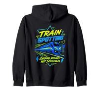 Train Spotting Chasing Dreams Retro Railfan Train Zip Hoodie