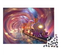 Train Starry Night 1000 Piece Jigsaw Puzzle for Adult Kids Toy Intellectual Game Educational Game for Adult Child Stress Relief Home Decoration Jigsaw Puzzles Premium & Durable 1000pcs (75x50cm)