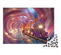 Train Starry Night 1000 Piece Jigsaw Puzzle with Perfect Snap Fit Favourites Jigsaw As A Brain Training Puzzle for Wall Decoration And Gifts 52x38cm/1000pcs