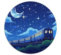 Train Starry Night 1000 Pieces Circular Jigsaw Creative Seeking A Challenging And Relaxing Activity Games for Adults And Kids 1000pcs (67.5x67.5cm)