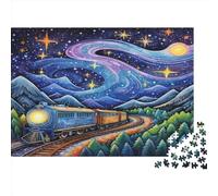 Train Starry Night 1000 Pieces Jigsaw Puzzles for Adults Fun Jigsaw Puzzles for Adults 1000 Piece Premium & Durable for Stress Relief Education Game 1000pcs (75x50cm)