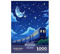 Train Starry Night Jigsaw Puzzles Puzzles for Adults Kids. 1000 Piece Impossible Challenge Toy Educational Games Home Decoration for Educational Games Gifts 70x50cm/1000pcs
