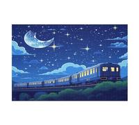 Train Starry Night Wooden Jigsaw Puzzles 1000 Piece Puzzle For Adults. Challenging To Complete But Fun And Humorous Jigsaws (75×50cm)