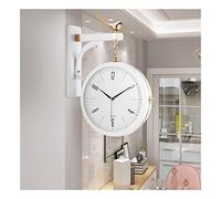 Train Station Clock Retro Double-Sided Wall Clock, European Nordic Style Bird Light Luxury Wall Clock, Simple Decoration Wall Clock for Living Room Home Two-Sided Wall Hanging Clock (Color : White)