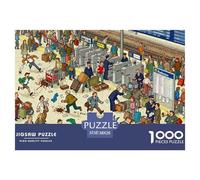 Train Station Rush Hour Riot Wooden Jigsaw Puzzle Waterproof 1000 Piece Puzzles for Adults Challenging And Brainteasing Games