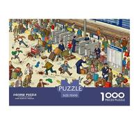 Train Station Rush Hour Riot Wooden Jigsaw Puzzle Waterproof 1000 Piece Puzzles for Adults Challenging And Brainteasing Educational Games