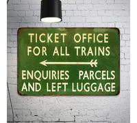 Train Station Sign, Ticket Office Sign, Hobby Trains Decor, Vintage Looking Reproduction Sign Funny Wall Décor Tin Signs Poster Plaque 12 x 8 Inch,de25saA118