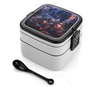 Train The Express American Railroad Bento Box Removable Lunch Box Double Layer Food Container with Spoon for Work Picnic