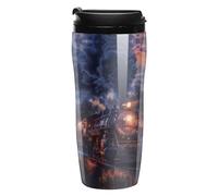 Train The Express American Railroad Coffee Mug Portable Travel Coffee Cup Water Bottle Tea Cup with Flip Lid for Women Men 350ml