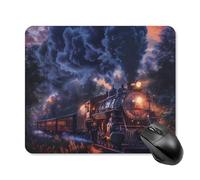 Train The Express American Railroad Mouse Pad Portable Mousepad Square Computer Mouse Mat with Non-Slip Rubber Base 25 * 30cm
