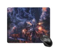 Train The Express American Railroad Mouse Pad Portable Mousepad Square Computer Mouse Mat with Non-Slip Rubber Base 18 * 22cm