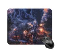 Train The Express American Railroad Mouse Pad Portable Mousepad Square Computer Mouse Mat with Non-Slip Rubber Base 20 * 25cm