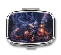 Train The Express American Railroad Travel Pill Box Portable Pill Organizer Medical Box Pill Case Pill Container for Men Women
