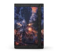 Train The Express American Railroad Trifold Wallets Slim Coin Purse Credit Card Holder Wallet Money Clip for Women Men