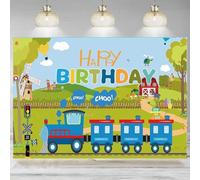 Train Theme Birthday Backdrop Blue Train Kids Party Decoration Chugga Railway Farm Bday Table Banner Photographic Background 350x230cm