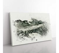 Train Through Canada In Abstract Modern Art Canvas Wall Art Print Ready to Hang, Framed Picture for Living Room Bedroom Home Office Décor, 50x35 cm (20x14 Inch)