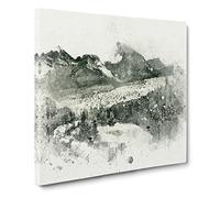 Train Through Canada in Abstract Modern Canvas Wall Art Print Ready to Hang, Framed Picture for Living Room Bedroom Home Office Décor, 20x20 Inch (50x50 cm)