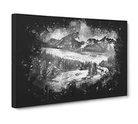 Train Through Canada Paint Splash Canvas Print for Living Room Bedroom Home Office Décor, Wall Art Picture Ready to Hang, 30 x 20 Inch (76 x 50 cm)