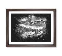 Train Through Canada Paint Splash Modern Art Framed Print | A2 Walnut Framed Wall Art | Ready to Hang | Modern Vehicle Picture | Living Room Bedroom Lounge Office