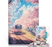 Train Through Cherry BlossomsJigsaw Puzzles 1000 Piece for teenagers DIY Toys is ideal as a gift for the whole family 38x26cm