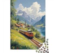 Train Through Swiss Alps 1000-Piece Puzzle for Adults, 70x50cm/1000pcs; White Pieces with A Smooth Surface; Shared Family Time Around The Table