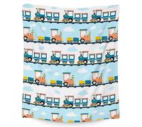 Train Throw Blanket - 40x50 Inches Crib Size Blanket for Baby, Kids - Soft Plush Blankets for Bed, Couch, Sofa - White and Blue Funny Fuzzy Throws Gift
