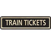 Train Tickets Sign Vintage Decor Retro Signs Wall Art Tin Decorations Plaque City Railroad Train 4x16 Inch