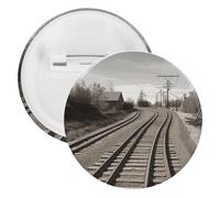 Train Track Badge Metal Round Pins, Lightweight Brooch for Backpack, Fashion Button Pins Badge for Shirts, Jackets, Shawl Coat, Unisex, 20PCS, Tinplate, metal round pins