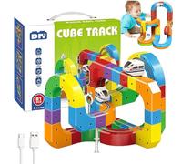 Train Track Fusion Set, 2026 Next 51/81/123 Piece 3D Infinity Trains Tracks with Moving Train, DIY Flexible Race Track Building Kits, Gravity-Defying Rail Cubes Learning Toy (123PCS)